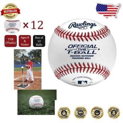 12 Official T-Balls with Synthetic Leather for Youth - Indoor/Outdoor Use