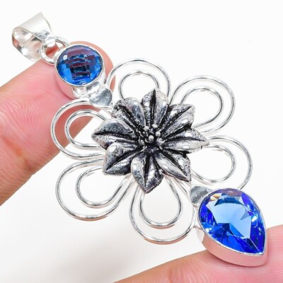 Pendentif bijou en argent sterling 925 pierre précieuse apatite