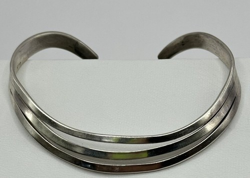 Sterling Silver Three Wave Cuff Bracelet (11.35g)