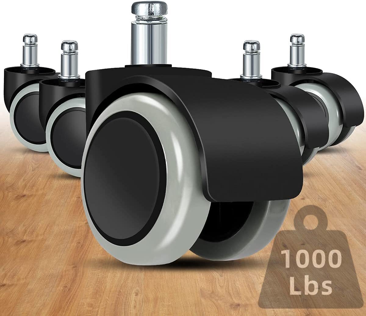 Office Chair Caster Wheels Replacement Set of 5 for Hardwood Floors and Carpet-image