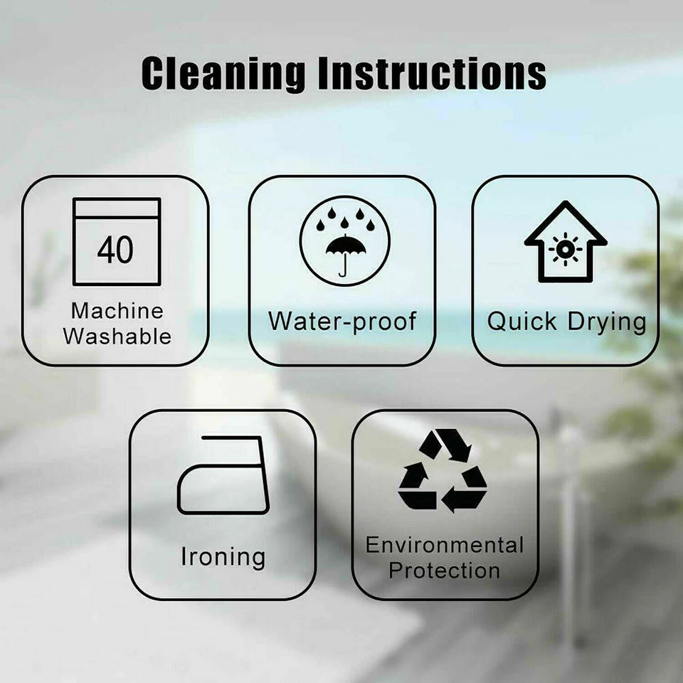 Beach Shower Curtain with Hooks Holiday Style Waterproof Bathroom-Decor 72-Inchs - Image 3 of 4