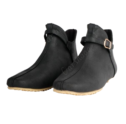 Medieval Renaissance Cosplay PU Leather Ankle Boots Middle Ages Larp Shoes - Picture 3 of 19
