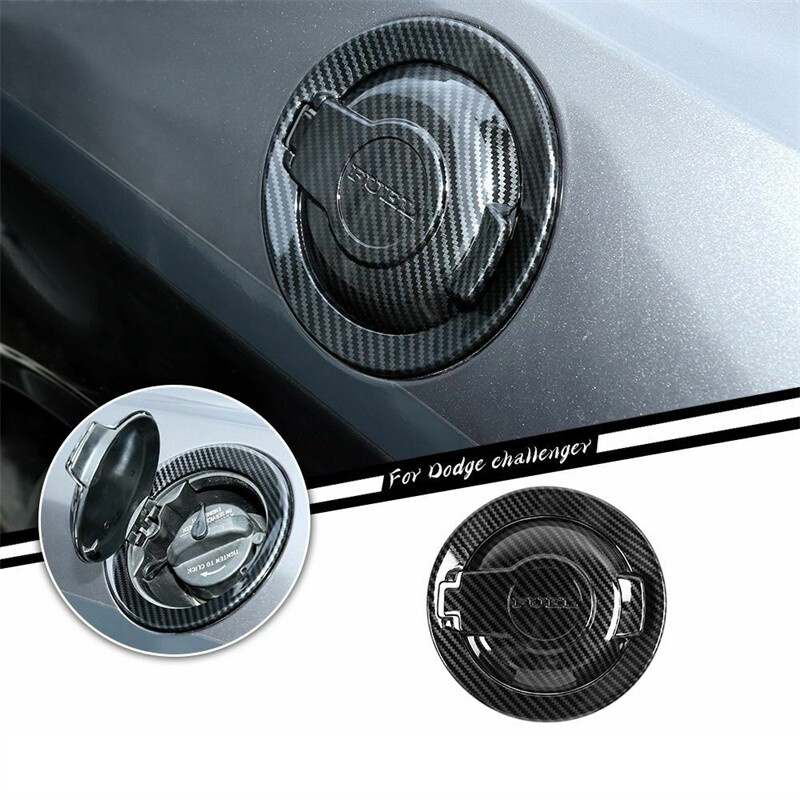 Carbon Fiber Fuel Tank Cover Trim Accessories Gas Door For Dodge Challenger