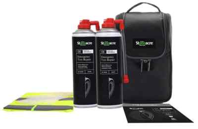 Stoneacre Emergency Tyre Inflator Kit with Sealant Canisters Vest and Carry Bag