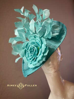 Kentucky Derby Fascinator Teal Turquoise Blue Shades  display picture 1