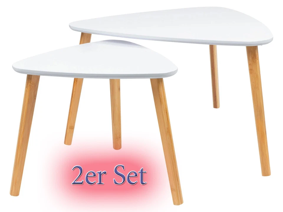 BEISTELLTISCH 2er Set Couchtisch Satztisch Holz Buche Wohnzimmertisch Sofatisch - Bild 3 von 4