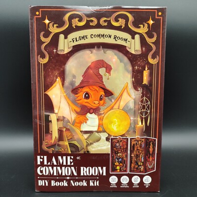 Book Nook Kit Miniatur Haus Kit mit LED Flame Common Room Zauberer Hexen Puzzle