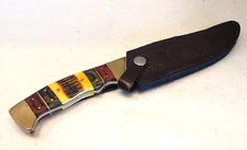 CHIPAWAY CUTLERY 12" Brave Feather Hunting Knife w/ Inlaid Bone Handle & Sheath