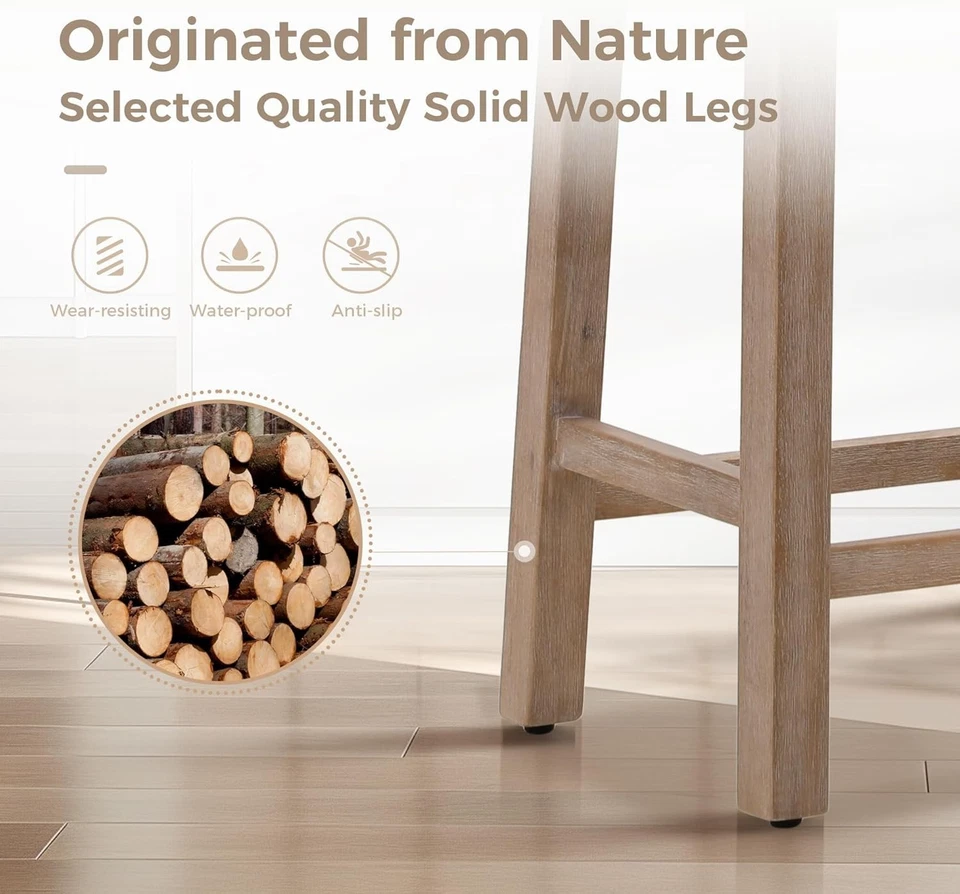 24" Bar Stool Counter Height Barstool Set of 4/3/2/1 PU Leather Dining Chair - Image 4 of 4