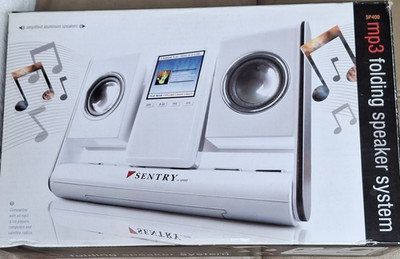 Sentry SP400 Portable Folding Speaker System, White, Wired Connectivity