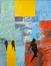 Original Art Mixed Media Collage. 11x14 on Art Paper. 'Passage Through the Grid'