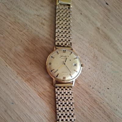 Armbanduhr Glashütte Spezimatic 26Rubis, Metallarmband,vergoldet,Made in Germany