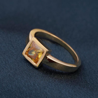Citrine Engagement Ring Handmade Ring Gold Plated 925 Silver Ring Gift For Him