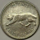 80% Silver 1967 Canada 25 Cent Bobcat Centennial Canadian Quarter Coin CM2