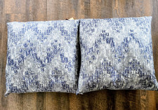 2 Caldeira 24x24 Feather Filled Pillows Navy Silver Foil Gray Velvet England NEW