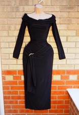 Prettylittlething black slinky off shoulder wrap bodycon long dress 12 14 M L