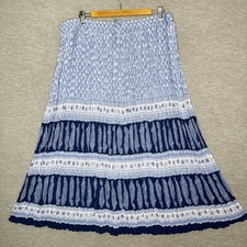 ALFRED DUNNER Womens Size 22W Pull On Pleated Boho Peasant Maxi Skirt Broomstick