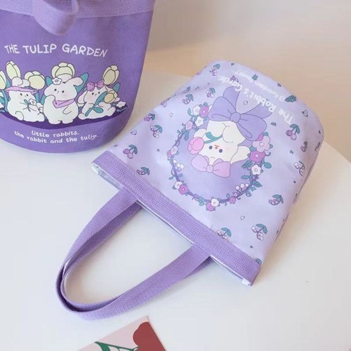 Cartoon Rabbit Canvas Handbag Large Capacity Canvas Lunch Bag Outdoor - Picture 9 of 10