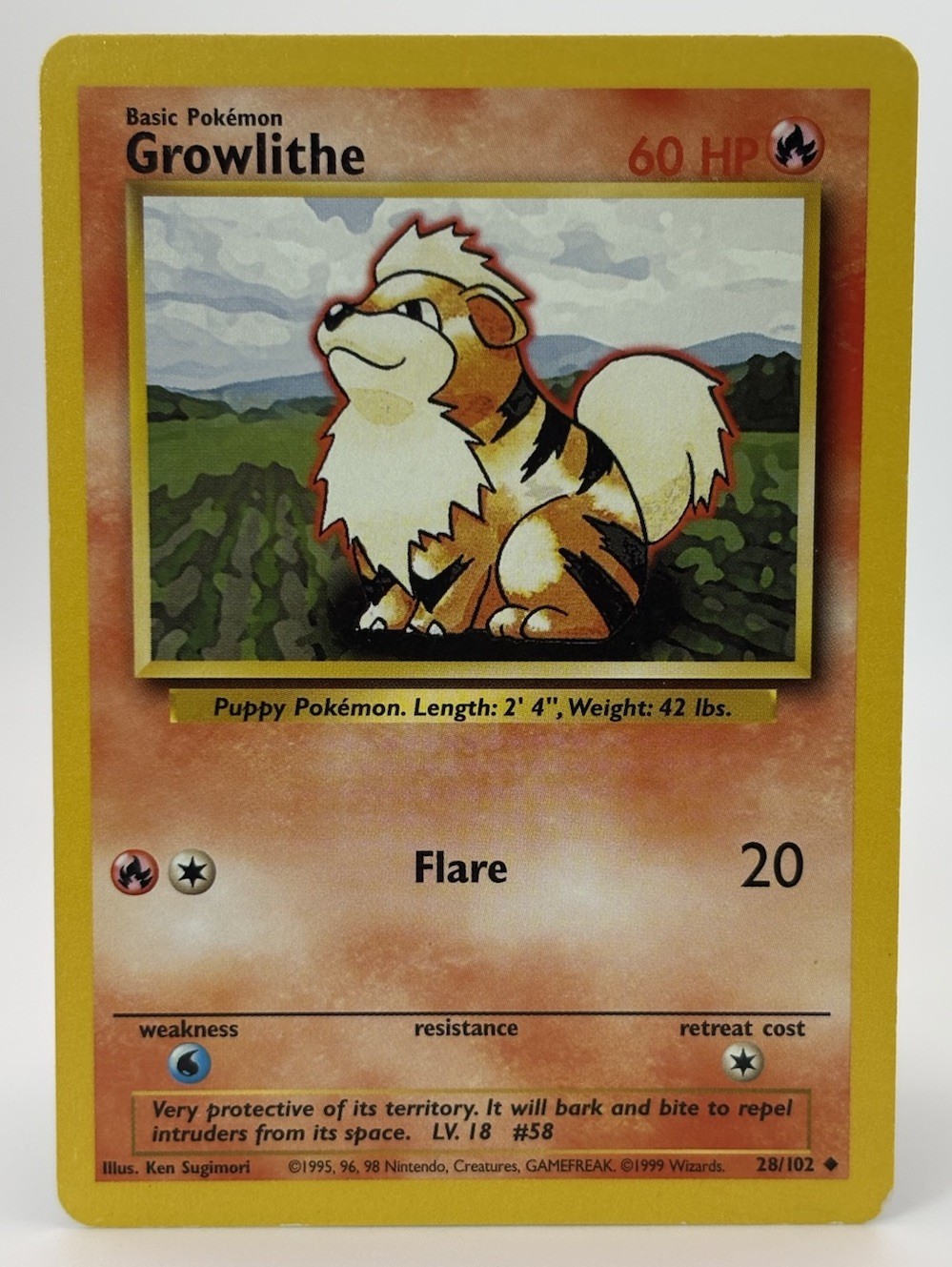 Pokemon TCG - Growlithe #28/102 - Pokemon Base Set Unlimited Common Near Mint