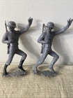 Lot Of 2 Vintage 1963 Louis Marx Grey German 6” Toy Soldiers