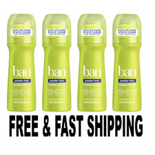 Ban Roll-On Antiperspirant Deodorant Powder Fresh 3.5oz Pack of 4