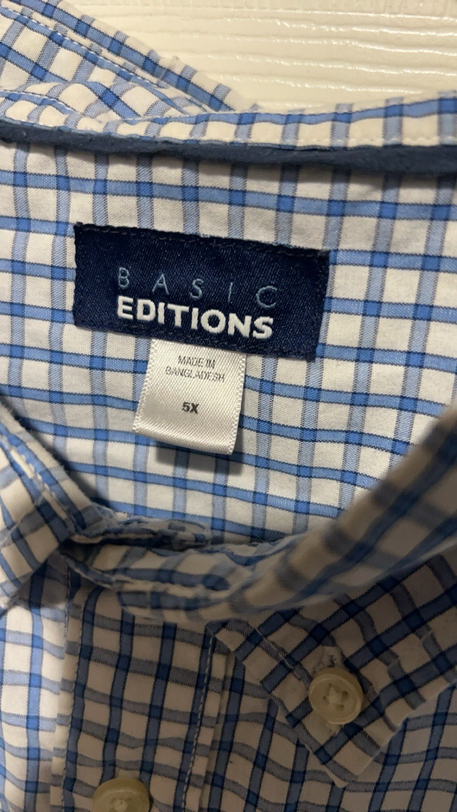 Basic editions white and blue checkered button up… - image 5