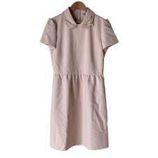 REDValentino Ribbon Collar Short Sleeve Dress, Size 42, Pink Beige Women USED