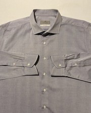 Canali 1934 Impeccabile Men Dress Shirt Blue 100 Cotton Size 18-46 Made In Italy