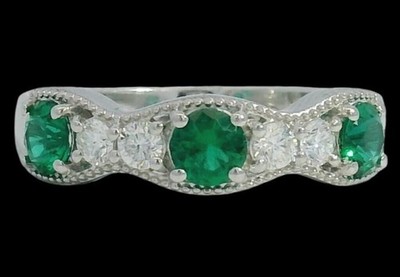 Brillant Smaragd & Diamant Wellenband Größe 7,5 geschätzt 1.240 $
