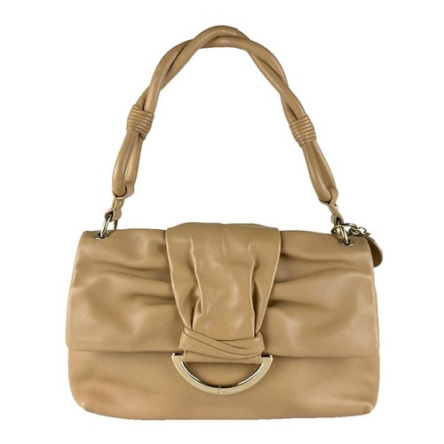 Christian Dior Shoulder Bag Demi Lune Leather Beige Used From Japan