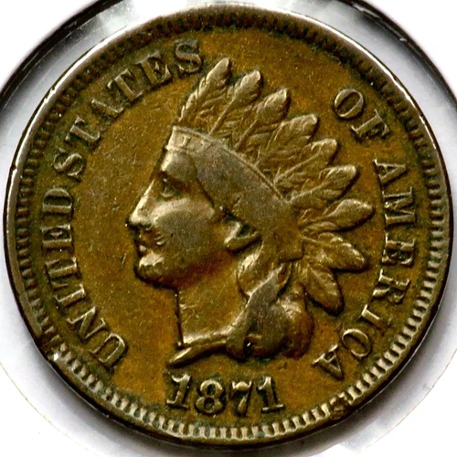1871 Indian Head One 1 Cent   R1883