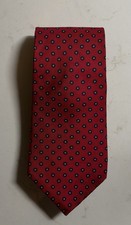 Yves Saint Laurent Vintage Red and Blue Medallion Silk Tie Made In USA Ysl