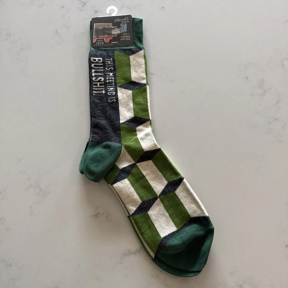 Nuevo con etiquetas Calcetines azules Q para hombre talla 7-12 “This Meeting is Bulls**t” algodón suave divertido Foto 2 de 4