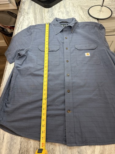 Carhartt Shirt Button-Down Gray Pocket Loose Fit Long Sleeve Mens Sz XL Workwear - Picture 4 of 8
