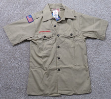 NWT Made USA Official BOY SCOUTS OF AMERICA Short Sleeve Tan Shirt Youth L BSA