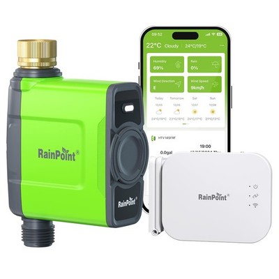 RAINPOINT WiFi Water Timer for Garden Hose, Brass Inlet WiFi Sprinkler Contro...
