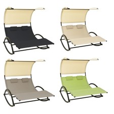 Doppel Sonnenliege mit Sonnendach Kissen Schaukelliege Sonnenbett Gartenliege