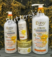 4pc Easy Glow Glutathion Vit. C WHITENING body Milk Shower Gel  SERUM Face Crea