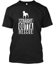 Straight Outta Rescue Pitbull For Rescued Pit Bulls T-Shirt Made in USA S to 5XL