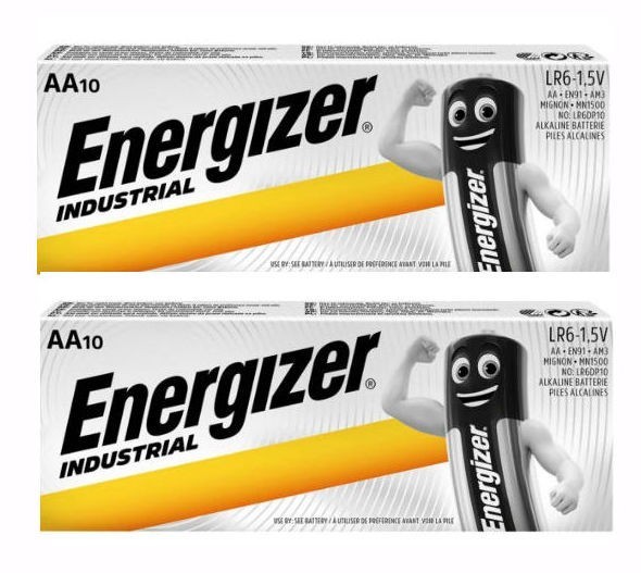20x Energizer Industrial AA Alkaline Batteries LONG LASTING AA MN1500 1.5V LR6
