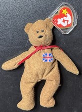 Ty Beanie Babies Britannia Bear 1993 Union Jack Patch Red Ribbon, McDonald  s