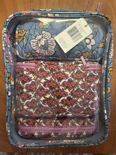Vera Bradley Floral Makeup Bag  Case Set Multicolor Zipper Handle Inner Pockets
