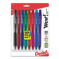 Pentel Wow Retractable Ballpoint Pens Triangular Grip Assorted Colors 8 Pack