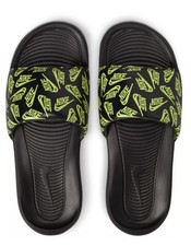 Nike Victori One CN9678-010 Black/Volt Logo Print Sport Slides Sandals Mens 8