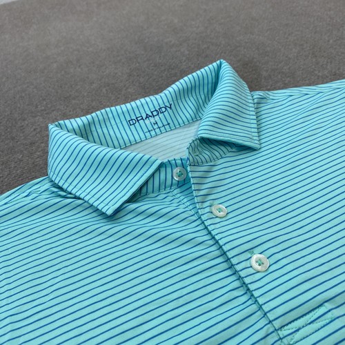 Draddy Sport Polo Shirt Mens Medium Striped Performance Golf Lightweight Stretch