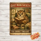 Book Nook Funny Cat Library Tin Sign Retro Vintage Wall Art 8x12