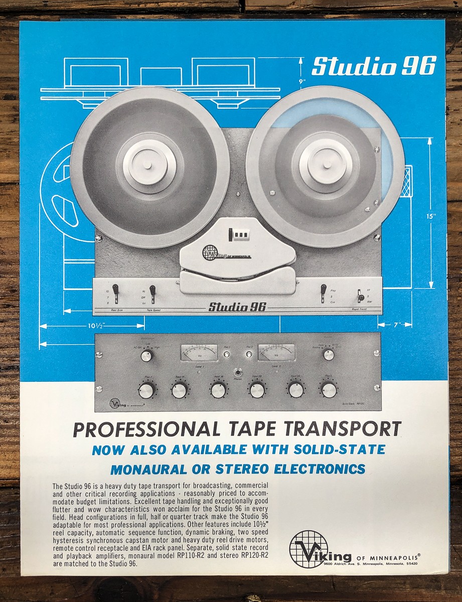 Viking Studio 96 Reel to Reel Dealer Brochure *Original*