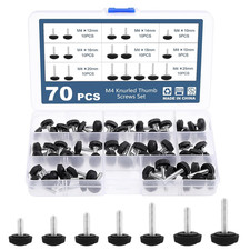 70PCS M4 Thumb Screws, Thumbscrew Set Carbon Threaded Knurled Knob Mounting Scre