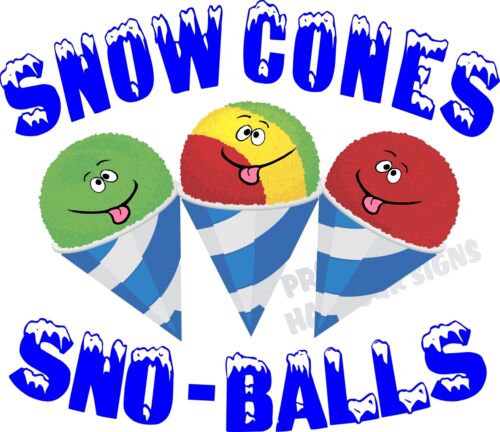 Snow Cones Sno-balls Decal 14" Sno Shaved Ice Concession Cart Food Truck Vinyl  - Picture 1 of 3