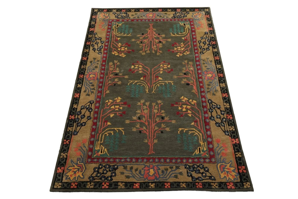 Arts & Crafts Donegal Branches Hand Tufted Multi Sizes Gray/Green Wool Area Rug - Image 4 of 4